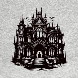 Haunted Gothic Cathedral - Dark Fantasy Church Artwork T-Shirt